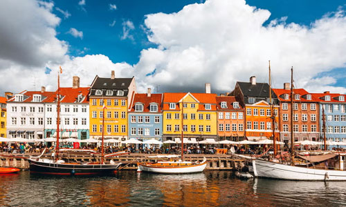 Colorful waterfront district in Copenhagen